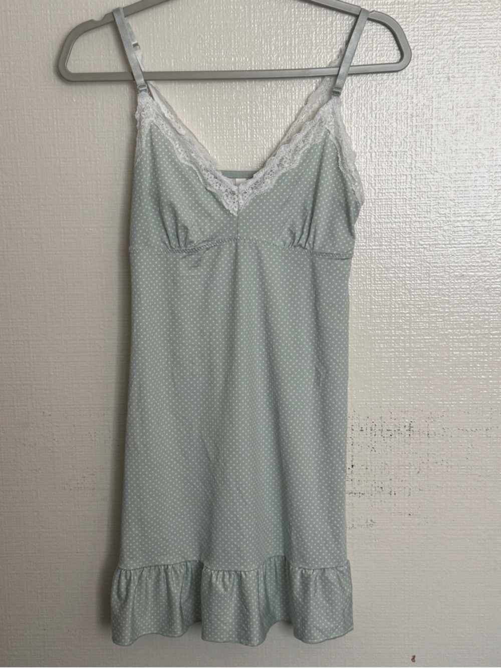 Laura Ashley Mint Polka Dot Lace-Trim Slip